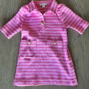 Crewcuts Pink Striped Polo Dress Top